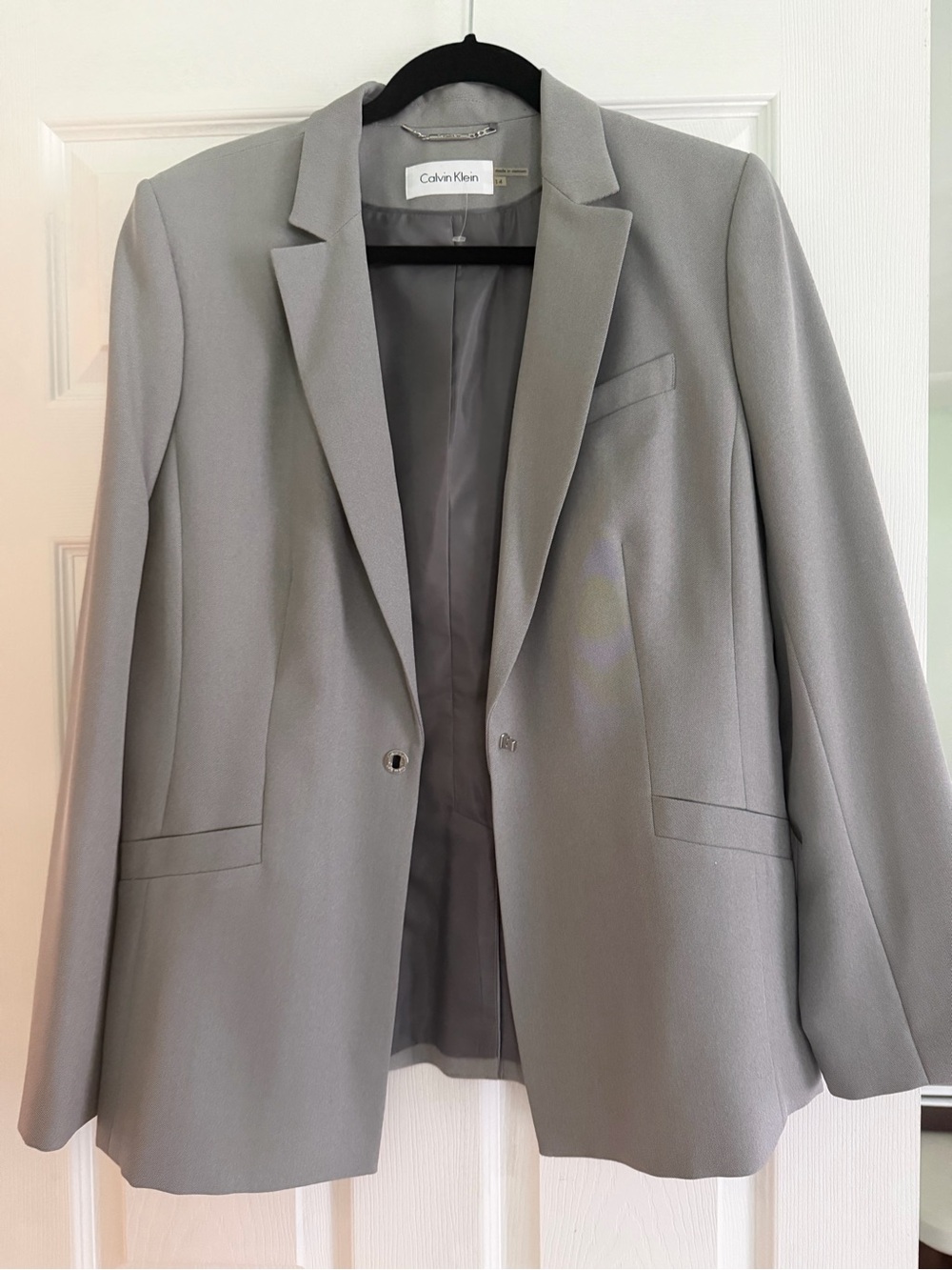 Calvin Klein Women's Gray Single-Button Blazer
